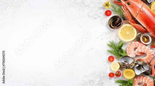 Sale banner with seafood ingredient on ice