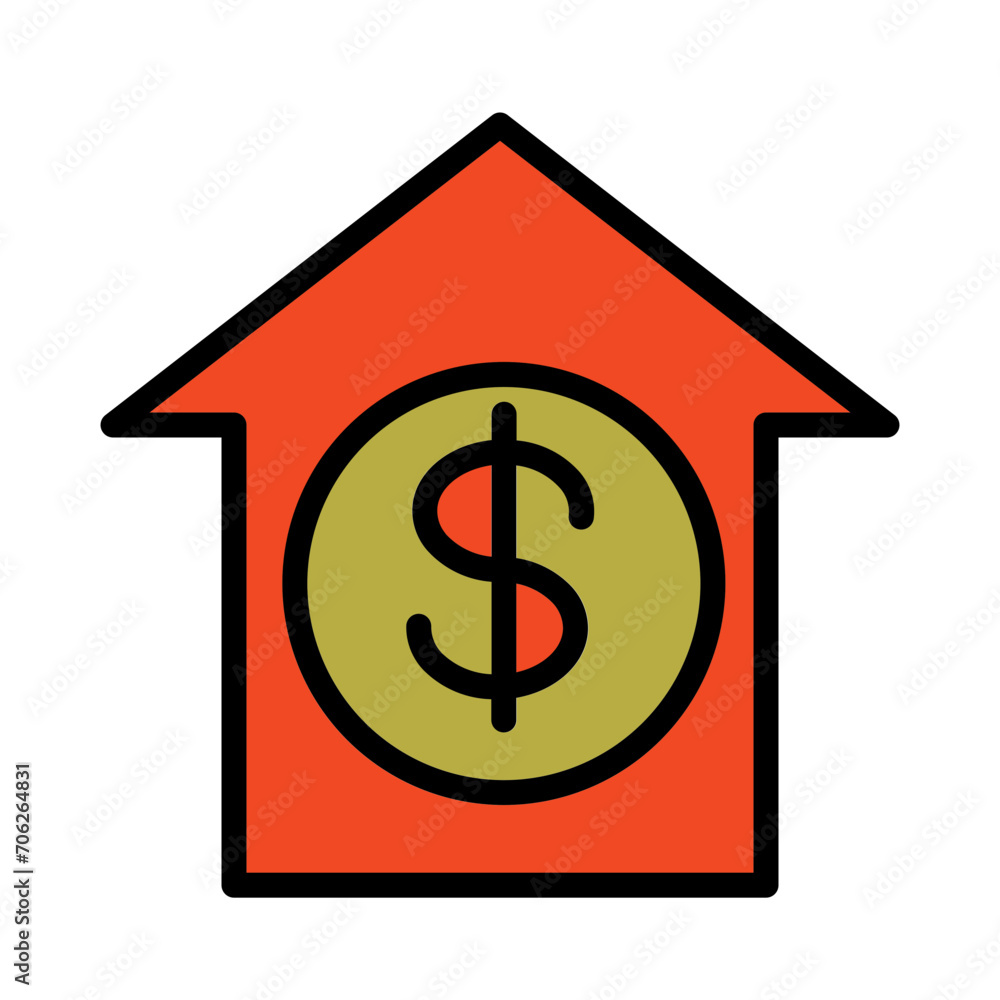 Dollar Home Money Filled Outline Icon Dollar Home Money Filled Outline Icon