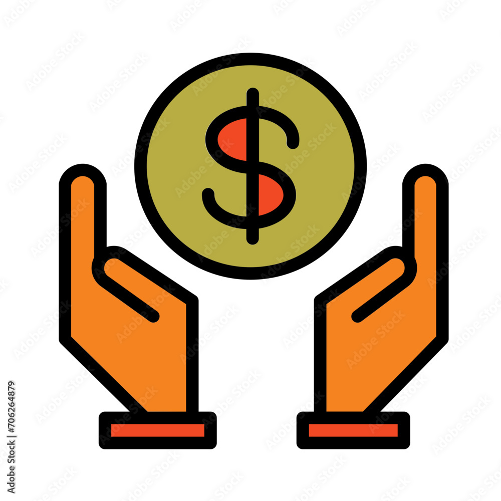 Financial Support Money Filled Outline Icon