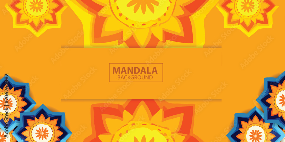 Fototapeta premium mandala background. Islamic eastern style Arabic arabesque pattern or print, poster, cover, brochure, pamphlet, welcoming and celebrating the month of Ramadan, Eid al-Fitr and Eid al-Adha