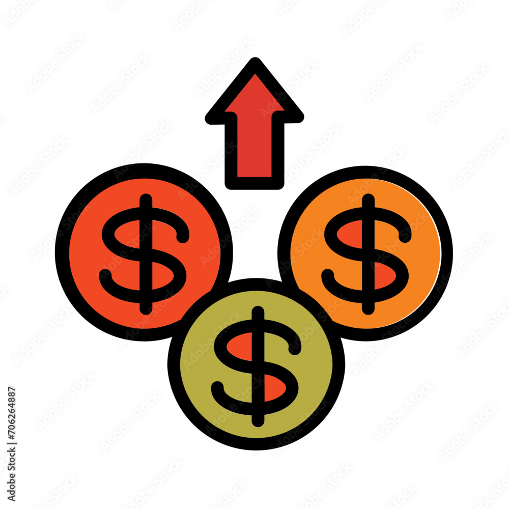 Growth Increase Money Filled Outline Icon Growth Increase Money Filled Outline Icon