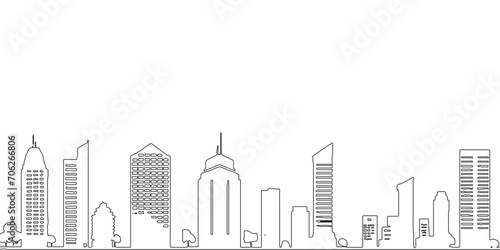 hand drawn skyscrapers  urban building outline. minimalist city with lines.