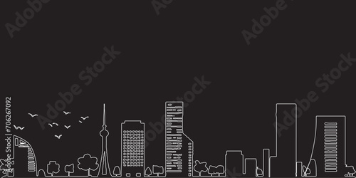 hand drawn skyscrapers, urban building outline. minimalist city with lines. © Dani