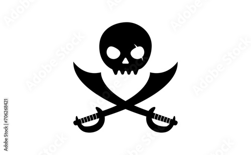 Pirates with Two Swords Logo Vector Illustration.