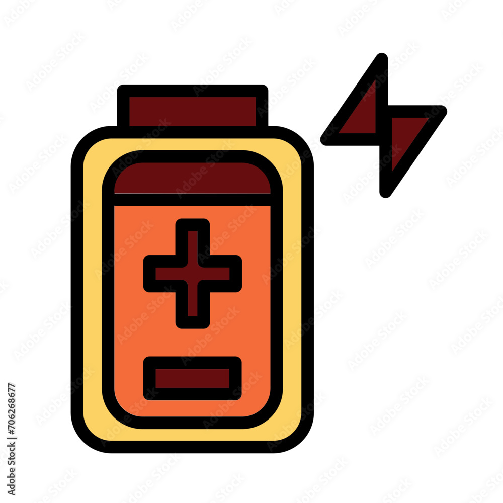Obraz premium Battery Energy Power Filled Outline Icon