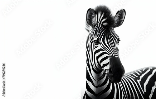 A zebra standing in front of a white background, generative ai