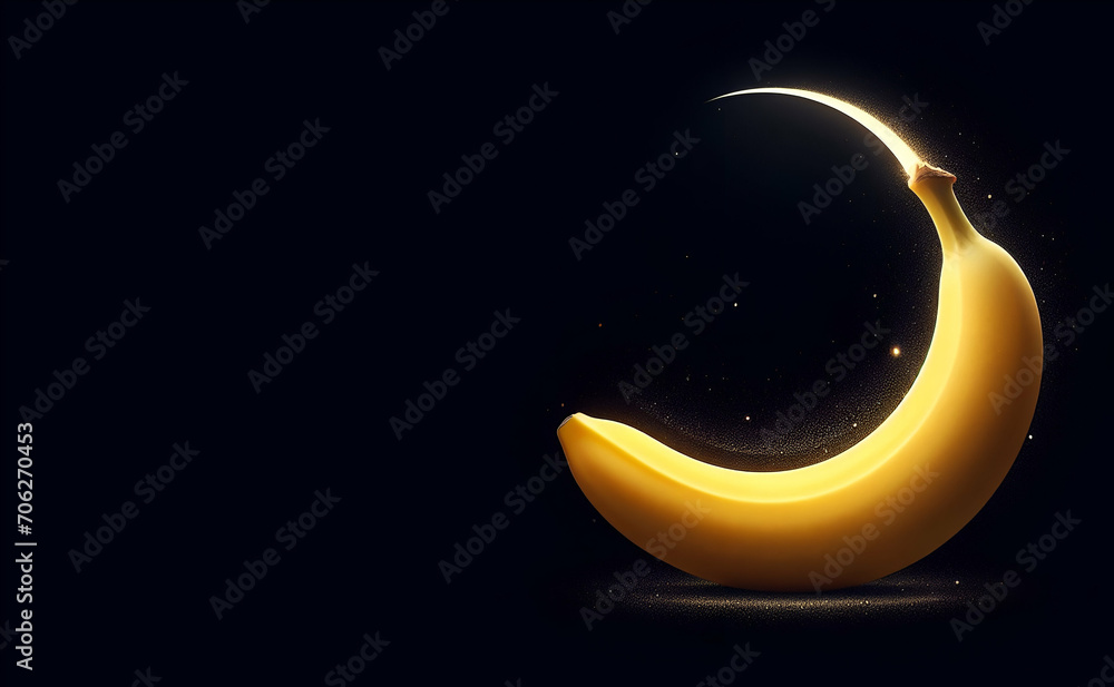 A premium image of beautiful Banana Moon with isolated black background, generative ai A premium image of beautiful Banana Moon with isolated black background, generative ai