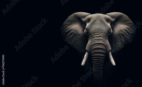 Portrait of elephant closeup on a monochrome background generative ai illustration © Muazma