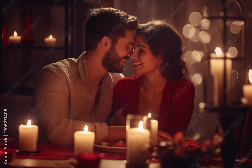 Young couple having a romantic candlelight dinner Young couple having a romantic candlelight dinner