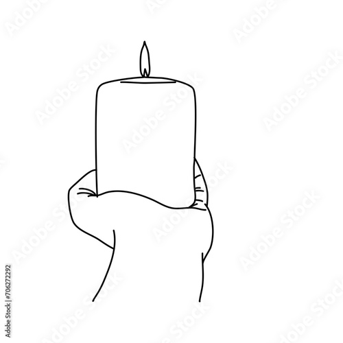 hand drawn illustration of a candle line art