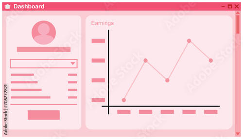 Illustration of a flat design of a website template with a graph. trend design element. Element design UI for computer, technology icon symbol