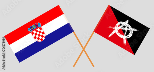 Crossed flags of Croatia and anarchy. Official colors. Correct proportion