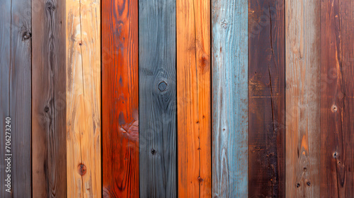 Multicolored wooden planks, background or wallpaper texture.  © henjon