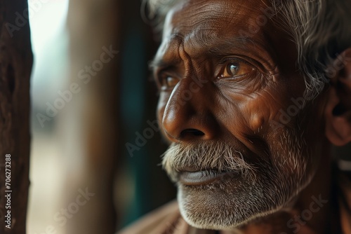 Close-up portrait of an old African man.
