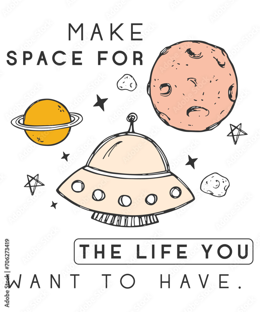 Space art vector graphic t-shirt design Space art vector graphic t-shirt design
