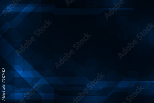 Vector hexagon pattern technology adstract dark blue light futuristic background. photo