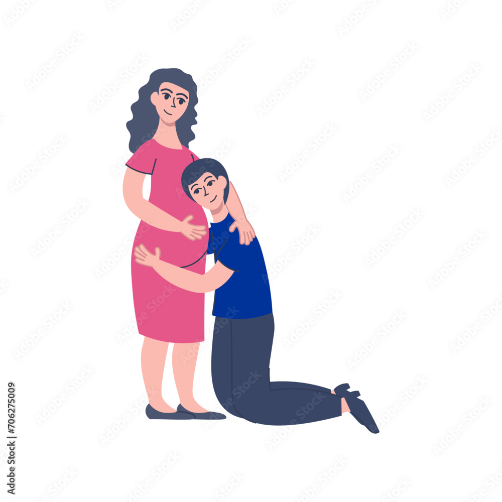 family pregnant mother pose element vector illustration family pregnant mother pose element vector illustration
