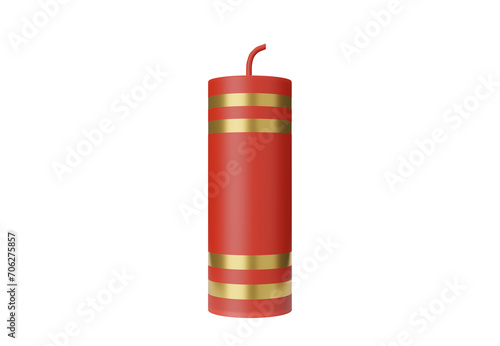 3D illustration a fire cracker for Chinese New Year isolated on white background.