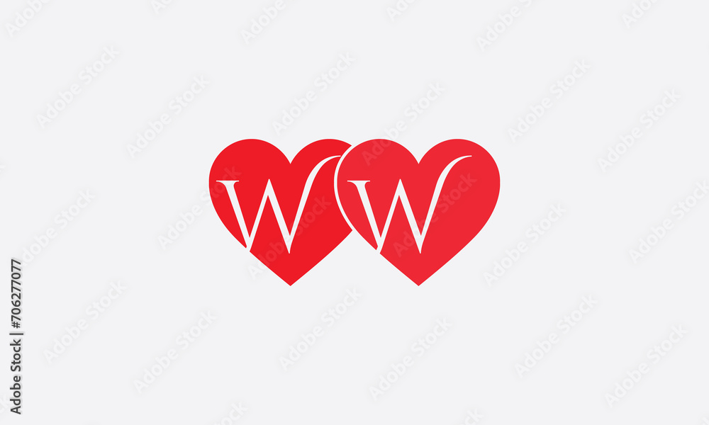Hearts shape WW. Red heart sign letters. Valentine icon and love symbol. Romance love with heart sign and letters. Gift red love Hearts shape WW. Red heart sign letters. Valentine icon and love symbol. Romance love with heart sign and letters. Gift red love
