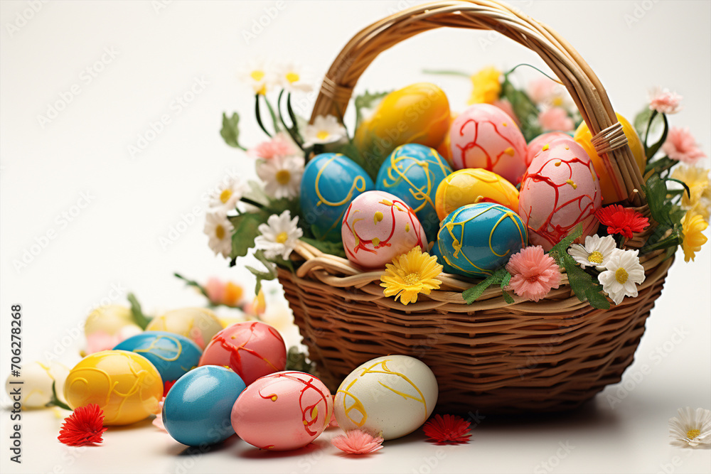 Osterkorb mit bunten Ostereiern (Durch AI generiert) Osterkorb mit bunten Ostereiern (Durch AI generiert)