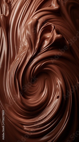 滑らかチョコレートクリーム(溶けてるチョコのシズル写真、とろけてる) Smooth chocolate cream. A picture of melted chocolate. Generative AI 