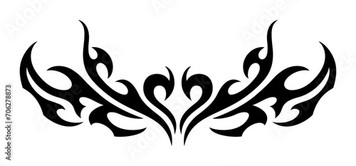 Neo Tribal Tattoo. Y2K Tattoo Heart. Vector Gothic Acid Element in Cyberpunk 2000s Style