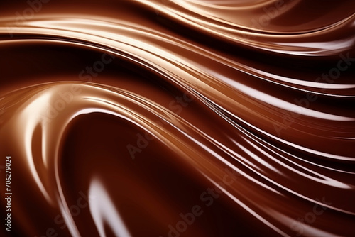 滑らかチョコレートクリーム(溶けてるチョコのシズル写真、とろけてる) Smooth chocolate cream. A picture of melted chocolate. Generative AI 