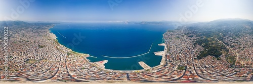 Patras, Greece. Patras is the third largest city in Greece. Located at the northwestern tip of the Peloponnese. Summer day. Panorama 360. Aerial view photo