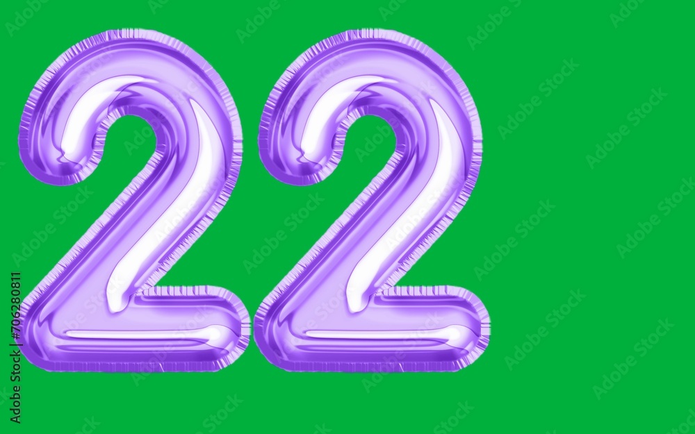 Text art of number 22 with best font of text, Number illustration with green background Text art of number 22 with best font of text, Number illustration with green background