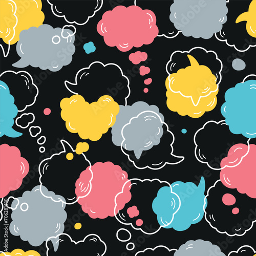 Speech Bubble Vector Seamless pattern. Thought Bubbles Repeat Colorful multicolor Background