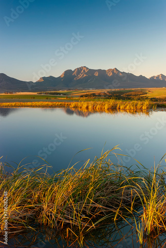 pastoral landscape of the farmland around george, western cape, south africa photo