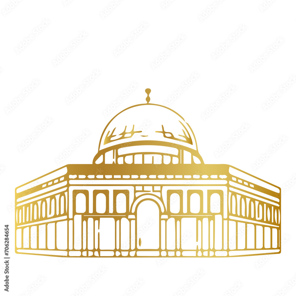 Obraz premium golden mosque vector, gold mosque icon