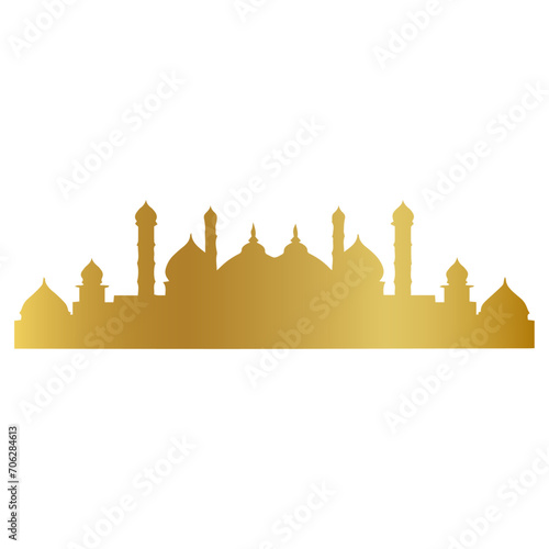golden mosque vector, gold mosque icon