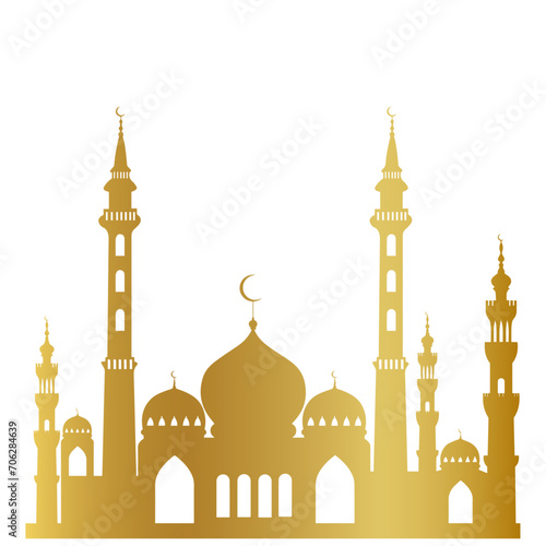 golden mosque vector, gold mosque icon