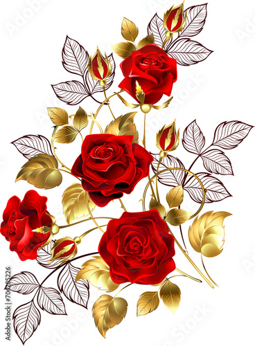 Symmetrical composition of red roses