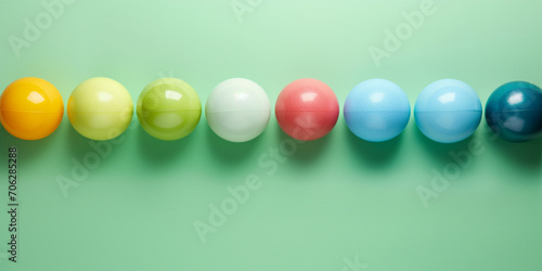 balls in a row,AI generated confectionery bonbon candy food,Jellies lined up in a row on white background minimalism High quality,Multi colored balls of chewing gum on a gray background with reflectio photo
