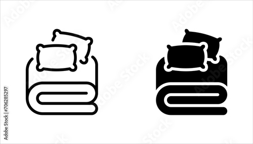 Bed linen set with duvet and pillows vector illustration on white background