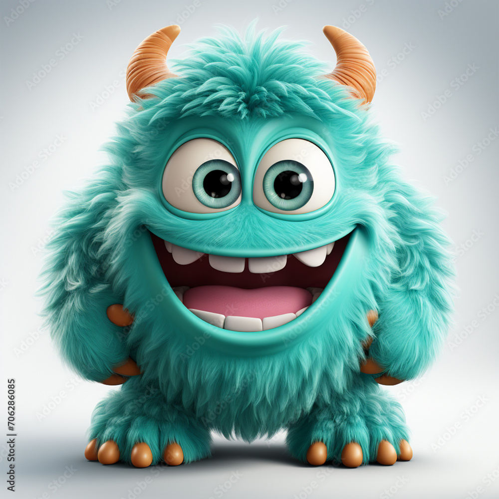 Lustiges Cartoon Monster isoliert auf weißem Hintergrund (Durch AI generiert) Lustiges Cartoon Monster isoliert auf weißem Hintergrund (Durch AI generiert)