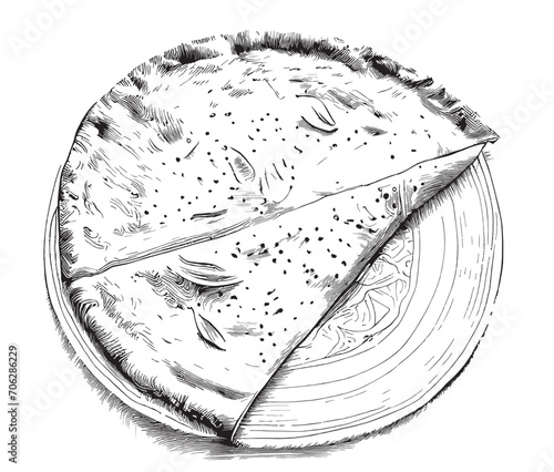 Tortilla sketch hand drawn in doodle style Vector illustration