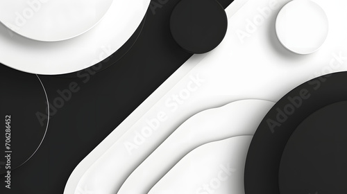 White black shapeless flat abstract technology business background with circles stripes cubes