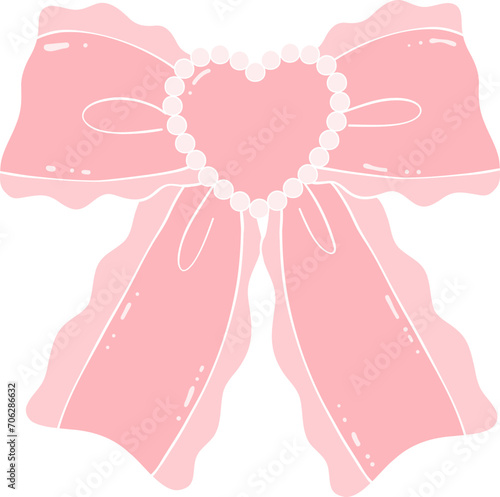 Coquette Aesthetic Bow pink flat illustration