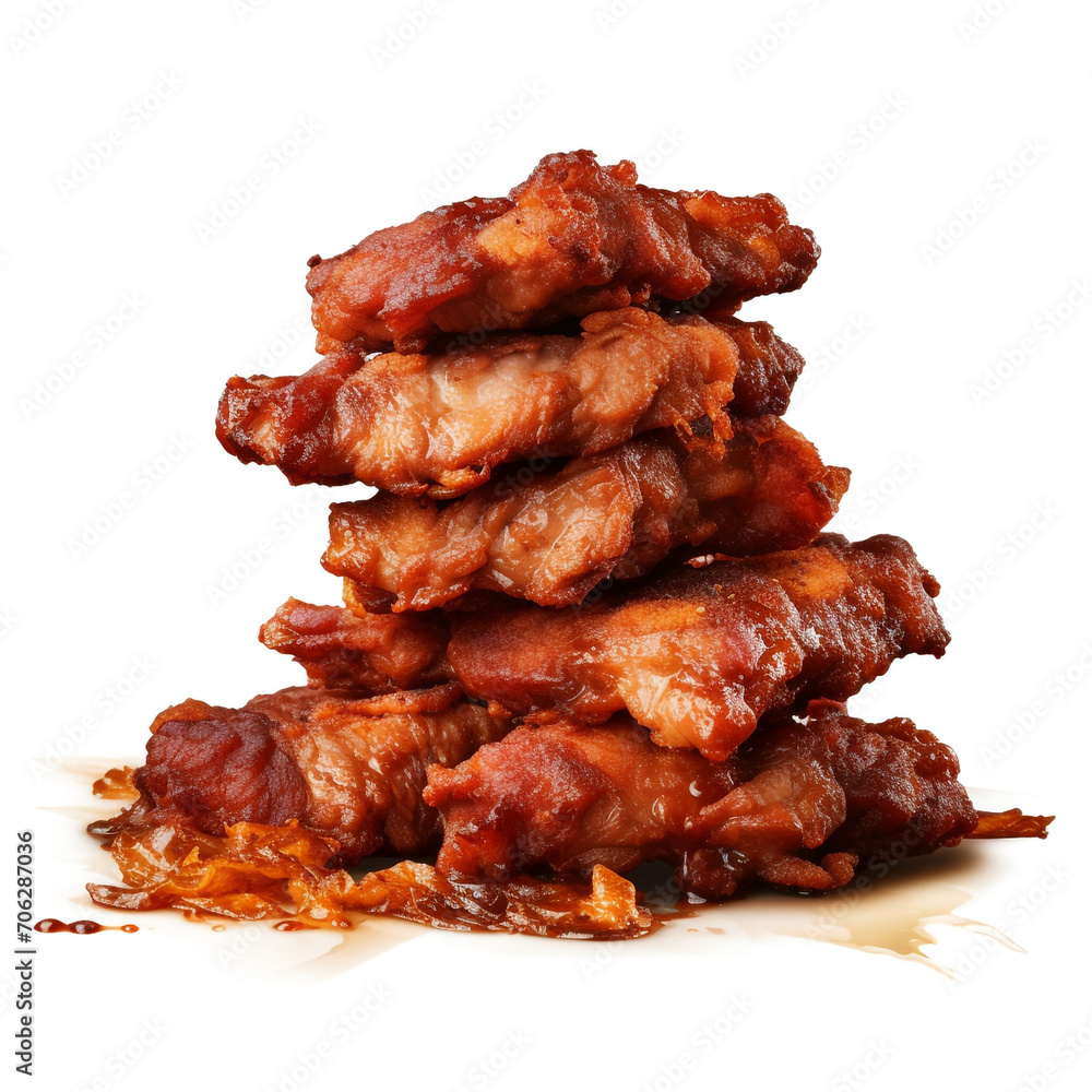pile of fried meat with transparent background created with Generative Ai pile of fried meat with transparent background created with Generative Ai
