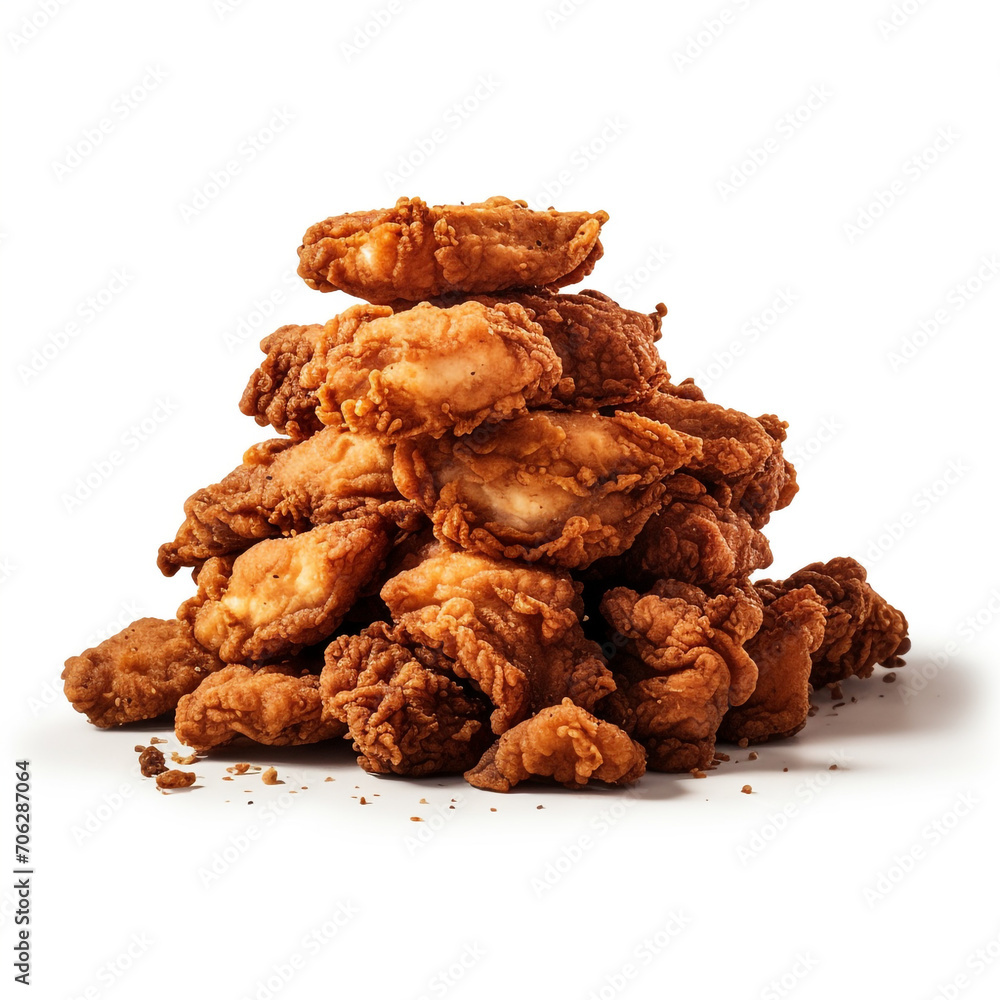 Fototapeta premium pile of fried meat with transparent background created with Generative Ai