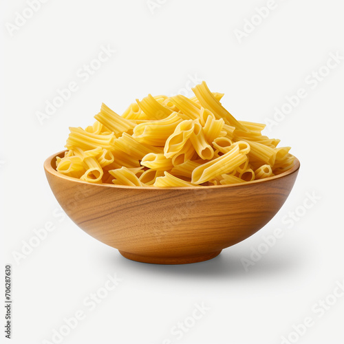 bowl of raw organic pasta isolated on transparent background created with Generative Ai