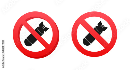 No Bomb Icon Set Vector Illustration for Prohibited and Restricted Areas Signage