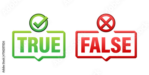 True and False Icons Set Vector Illustration for Fact Checking and Verification Concept