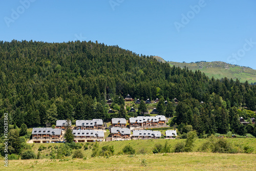 view of Payolle village in the french Pyrenes mountains photo