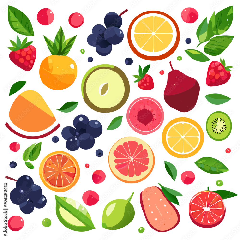 Vector collection of summer fruits Vector collection of summer fruits