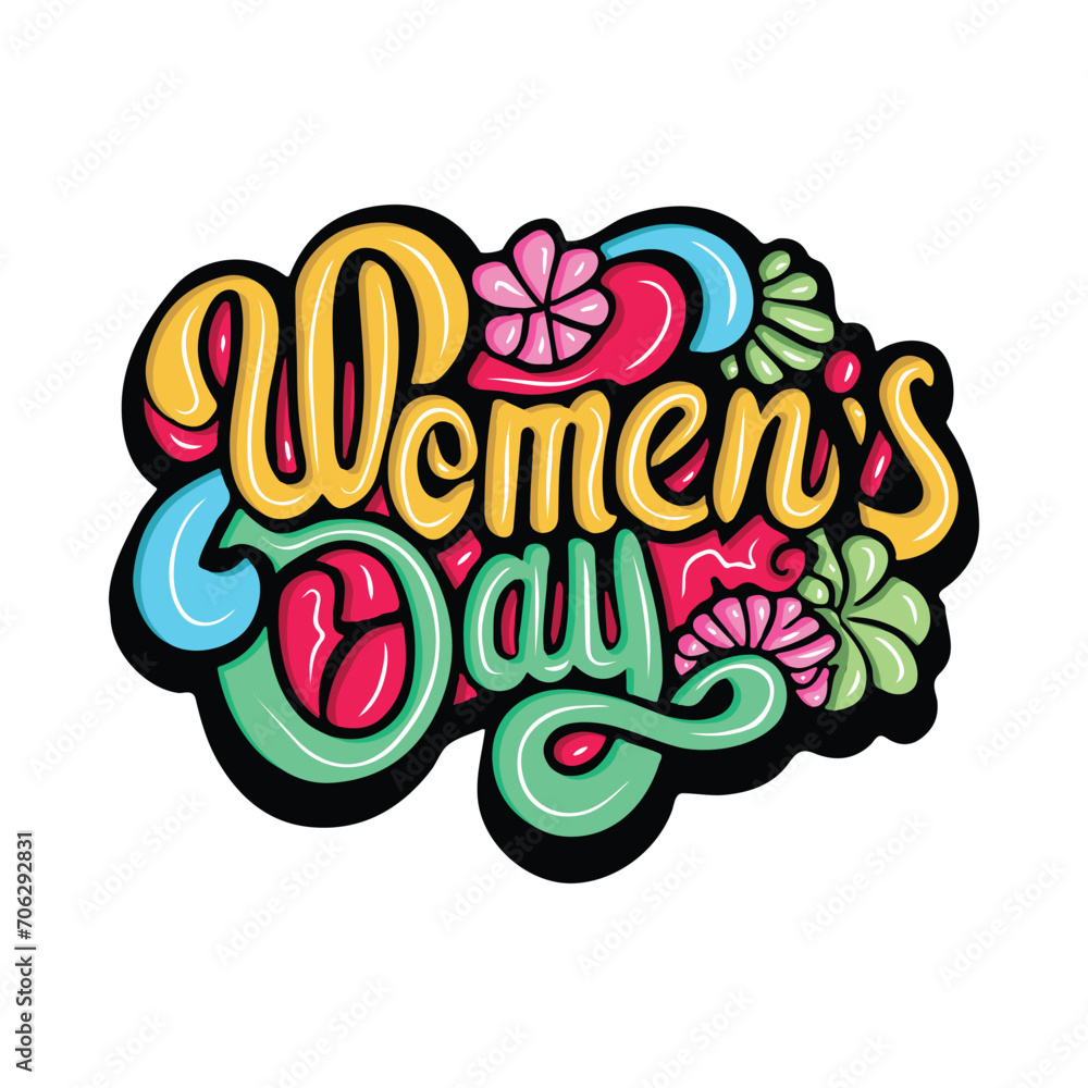Happy womens Day graffiti typography art illustration