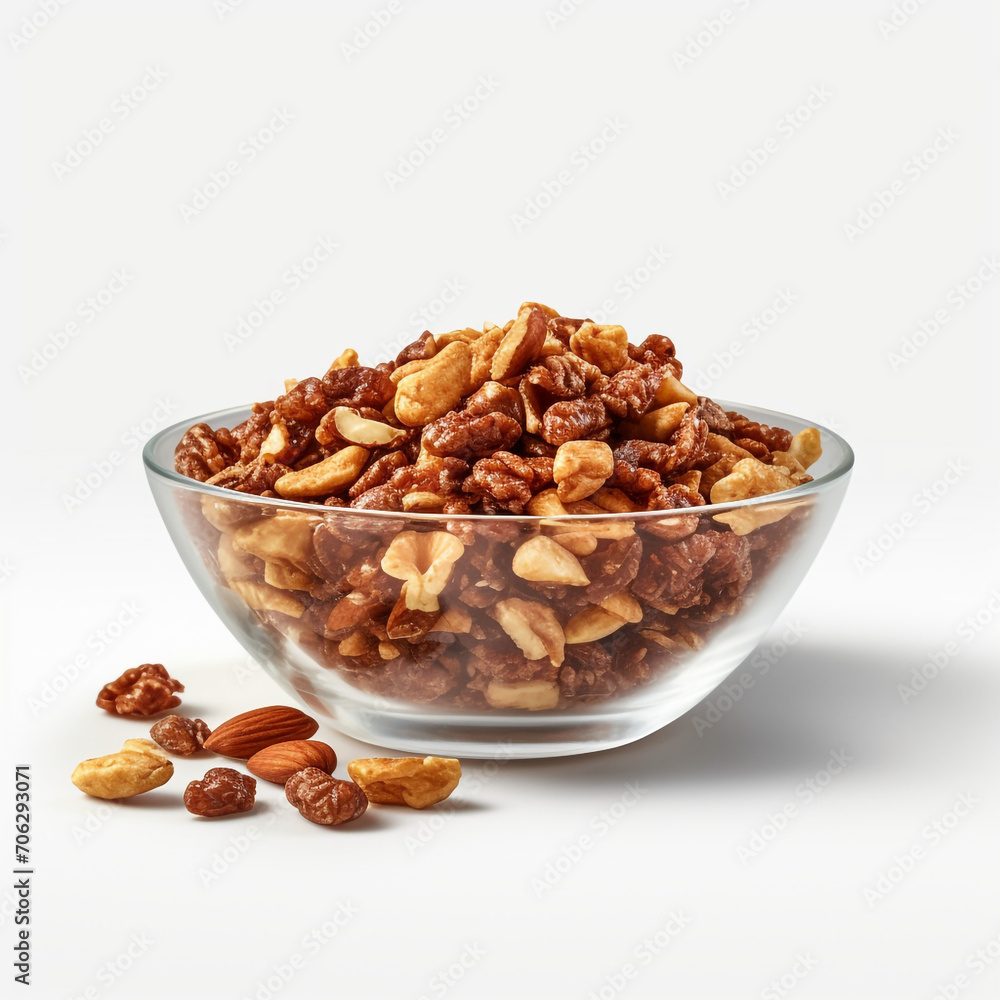 fresh bowl of crushed nuts on transparent background created with Generative Ai fresh bowl of crushed nuts on transparent background created with Generative Ai
